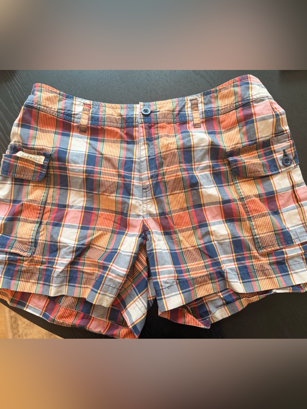 🔥 pre-loved RALPH Madras Cargo Shorts W 10